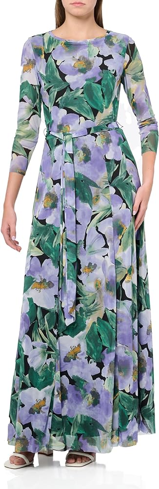 Anne Klein Women's Printed Mesh 3/4 SLV Maxi Dress