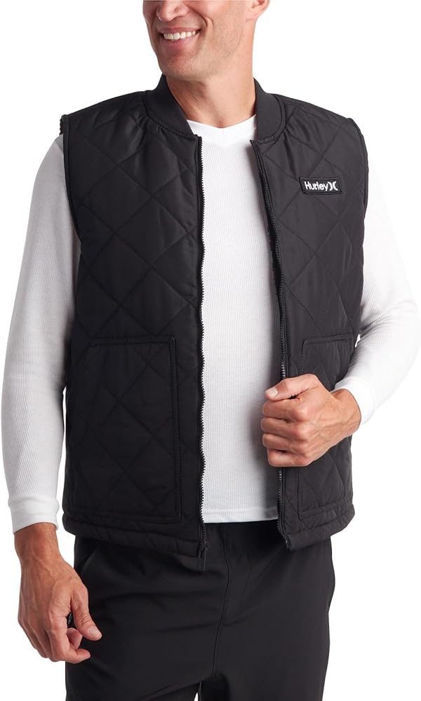 Hurley Men Winter Vest - Malone Sherpa Lined Insulated Vest -Weather Resistant Quilted Sleeveless Puffer Jacket for Men, S-XL