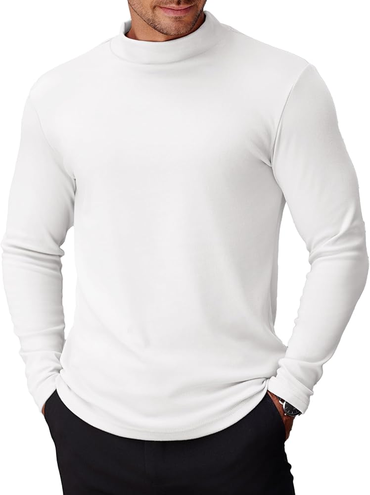 COOFANDY Mens Mock Turtleneck Long Sleeve Shirts Basic Thermal Turtle Neck Undershirt Lightweight Pullover Top