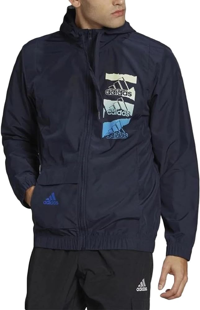 Adidas Men's Essentials BrandLove Woven Windbreaker, Legend Ink