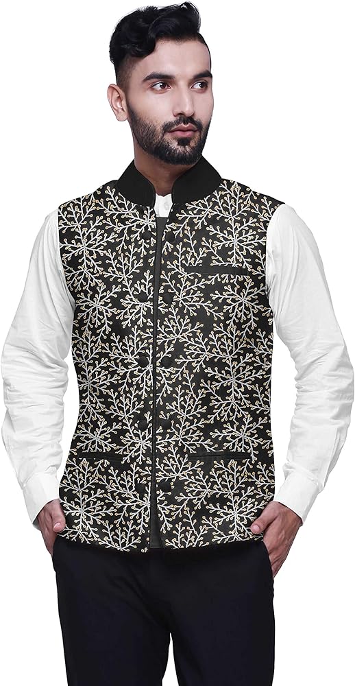 Atasi Fruits Printed Wedding Jackets for Men Nehru Jacket Waist Coat for Wedding & Festive Season