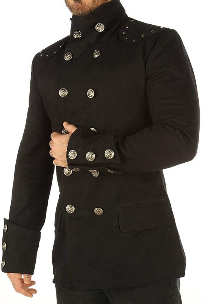 Handmade Cotton Gothic Military Jacket-Pirate Coat Steampunk Mens Clothes-Gothic Jacket Men MSP