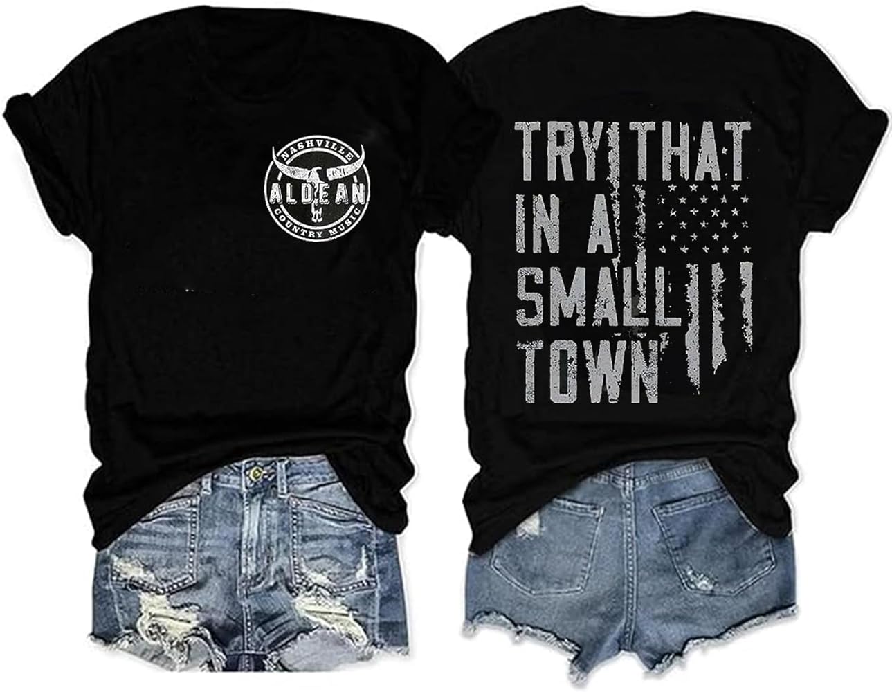 Try That in a Small Town Shirt for Women Country Music Concert Shirts Vintage Graphic Country Western T-Shirt Tops