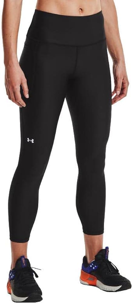 Under Armour Womens HeatGear Armour High Waisted Ankle No-Slip Leggings , Black (001)/White , Large