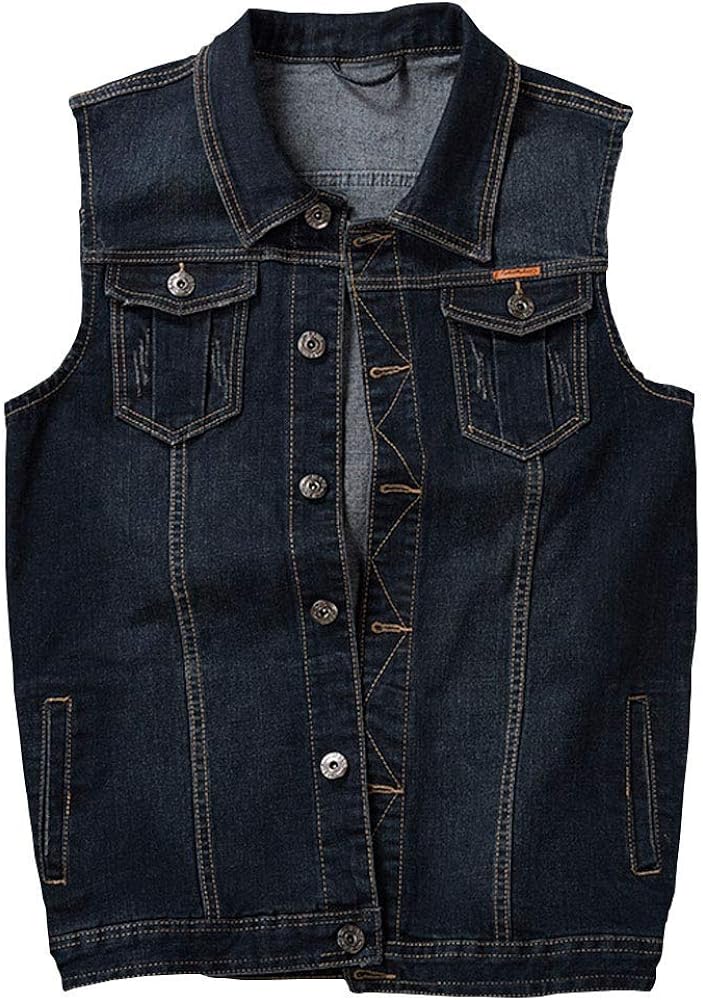 Men's Casual Button Up Denim Vest Vintage Sleeveless Jeans Vest Jacket