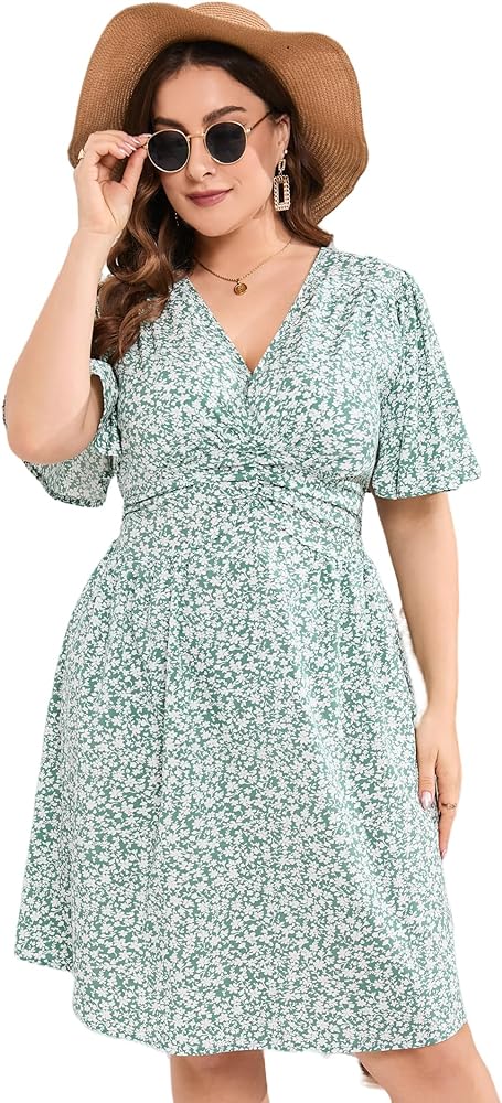 Plus Size Maxi Dress Womens Summer Casual Boho Floral Empire Waist Plus Size Flowy Dress Plus Size Dresses for Curvy Women