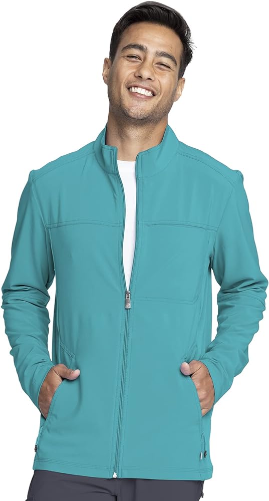 Infinity Men's Zip Front Jacket Modern Fit Rib-knit Panels with 3 Pockets and Knit Sleeve Panel CK332A