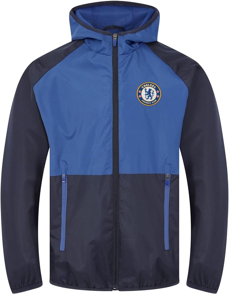 Chelsea FC Official Gift Mens Shower Jacket Windbreaker Navy Royal Blue Medium