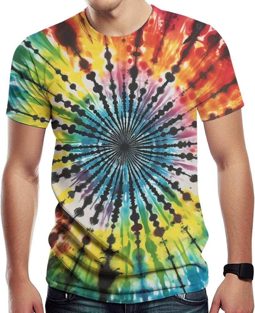 Men's Colorful T-Shirt Graphic Shirt Tie Dye T-Shirts Summer Novelty Top