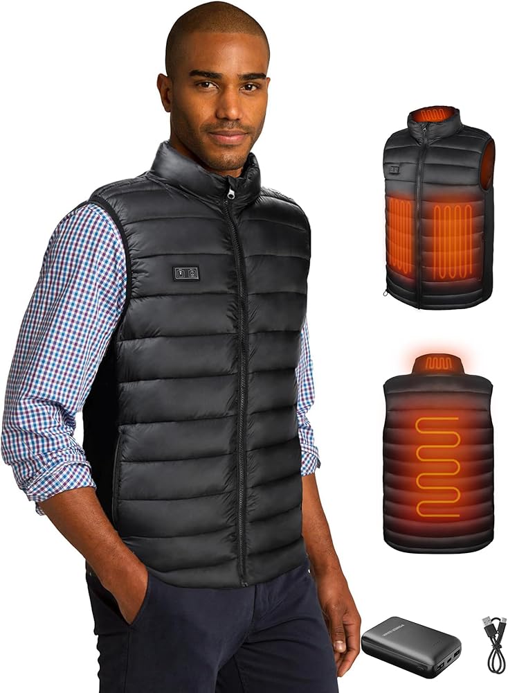 Loowoko Heated Vest for Men with Battery Pack Included, Rechargeable Heated Jacket Coat Electric Heating Vests for Winter