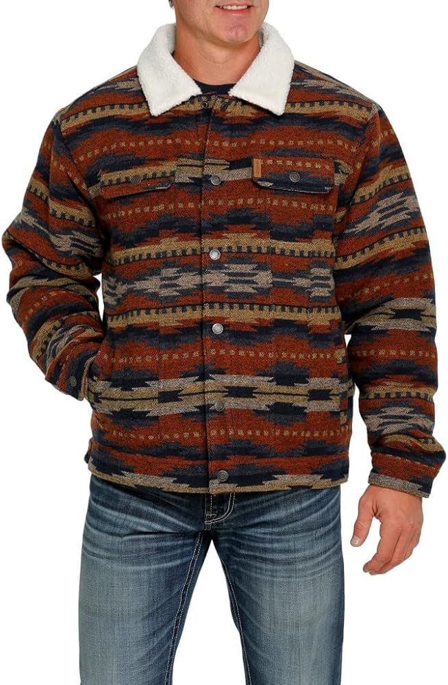 Cinch Men's Southwestern Print Sherpa-Lined Snap Wool Trucker Jacket Multi X-Large US