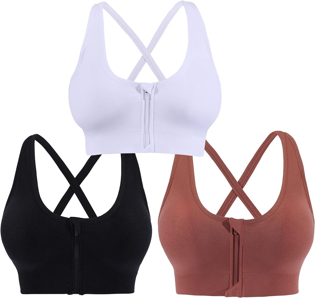 AKAMC Women's Cross Back Sport Bras,Adjustable Straps Padded Criss Cross Cropped Bras for Yoga Workout Fitness