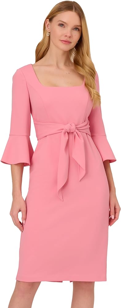 Adrianna Papell Women's Bell Sleeve Tie Front Dress