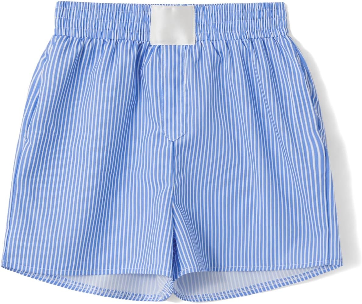 Womens Plaid Striped Boxer Shorts Elastic Waist Pajama Shorts Cute Gingham Sleepwear Y2k Sleeping Pj Micro Shorts