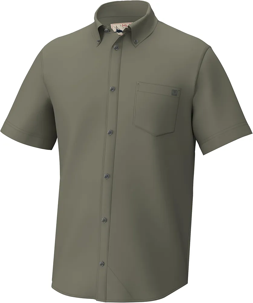 HUK Men's Kona Solid Short Sleeve Fishing Button Down Shirt