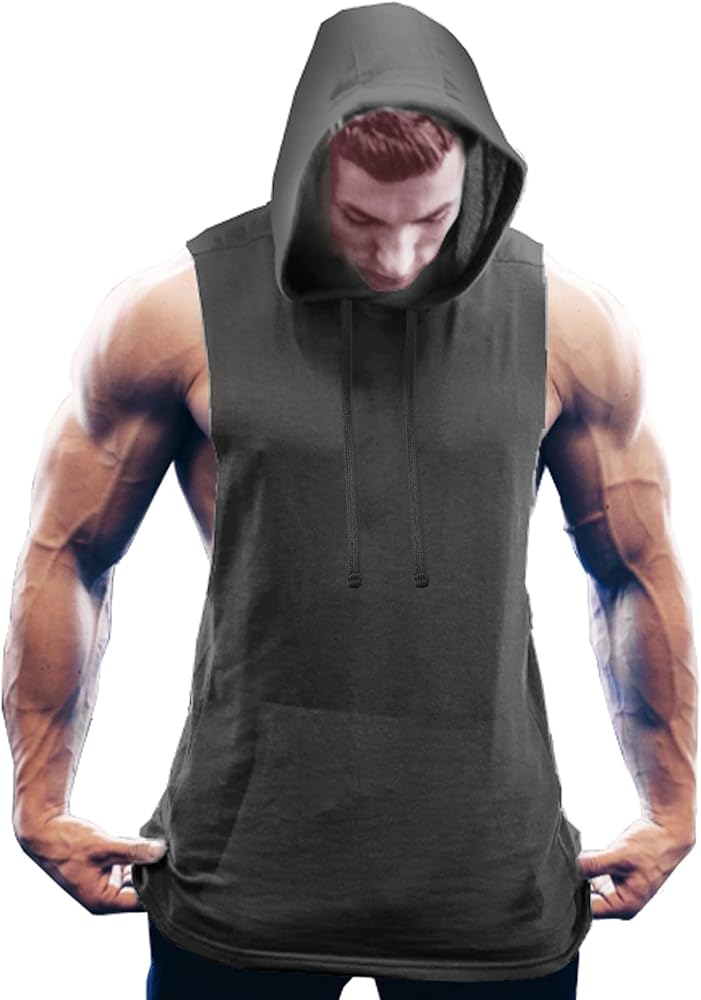 COOFANDY Men's Workout Hooded Tank Tops Bodybuilding Muscle Cut Off T Shirt Sleeveless Gym Hoodies