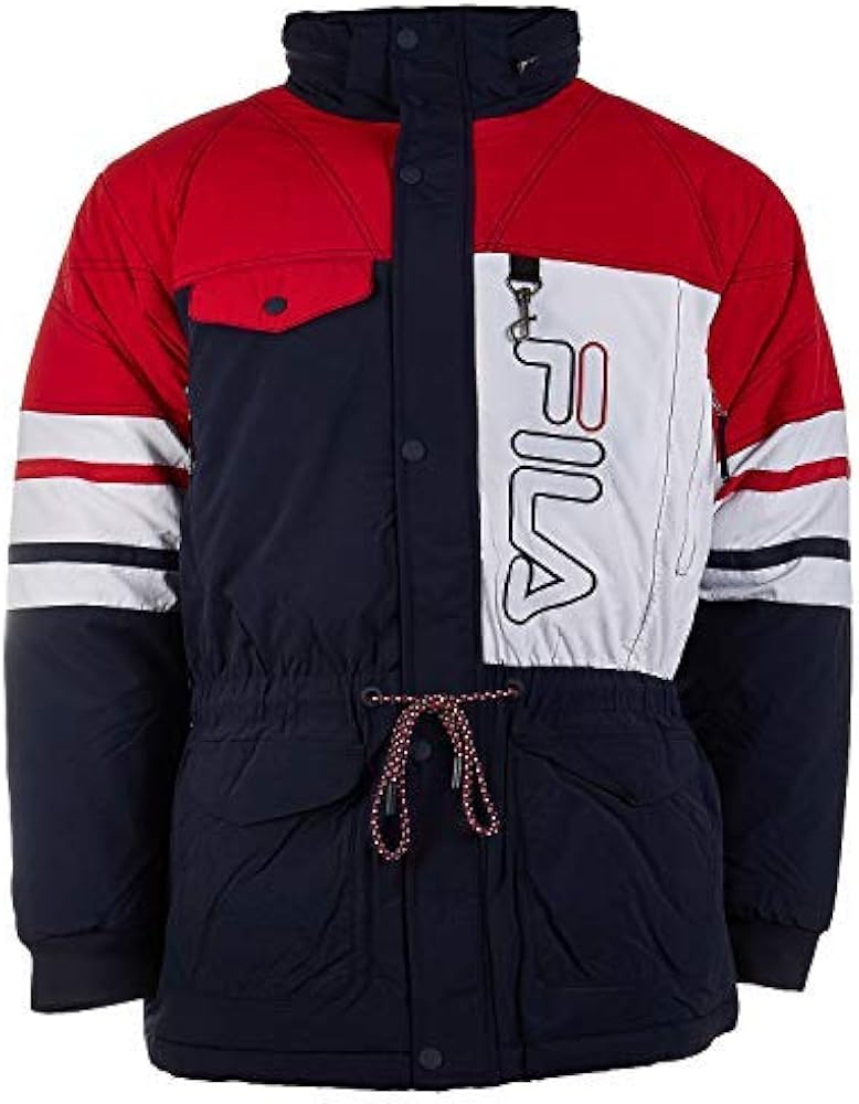 Fila Men's Golia Parka Jacket Peacoat/Chinese Red/White L