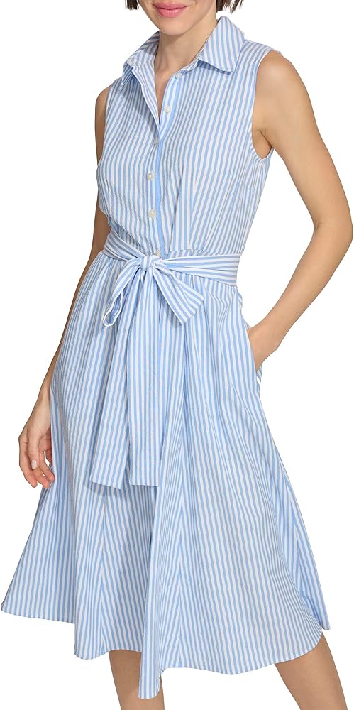 Tommy Hilfiger Women's Dresses,BLUE/IVORY,8