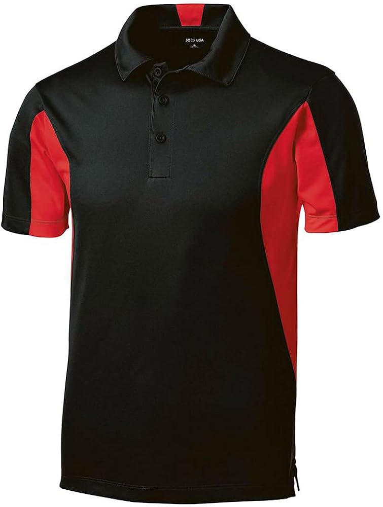 Joe's USA Men's Moisture Wicking Side Blocked Micropique Polos- Regular, Big & Tall Sizes