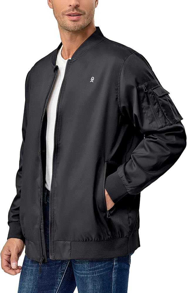 Little Donkey Andy Men's Lightweight Bomber Jacket Windproof Water Resistant Windbreaker for Golf Hiking