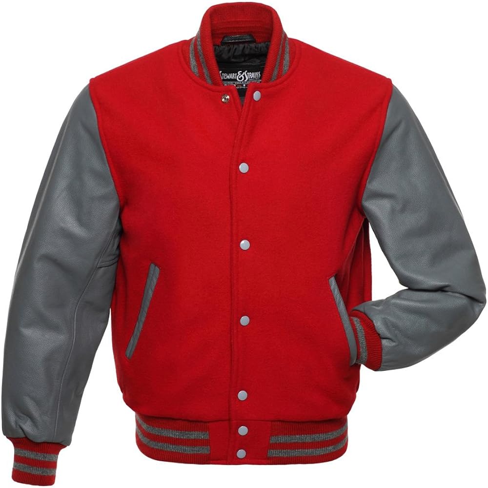 Stewart & Strauss Original Varsity Letterman Jacket Since 1977 (48 Team Colors) Wool & Leather XXS to 6XL