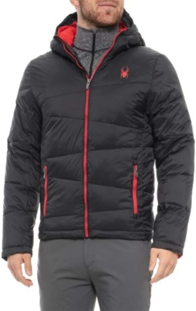 Spyder Men's Nexus Insulated Puffer Jacket (Black/Red, Medium)