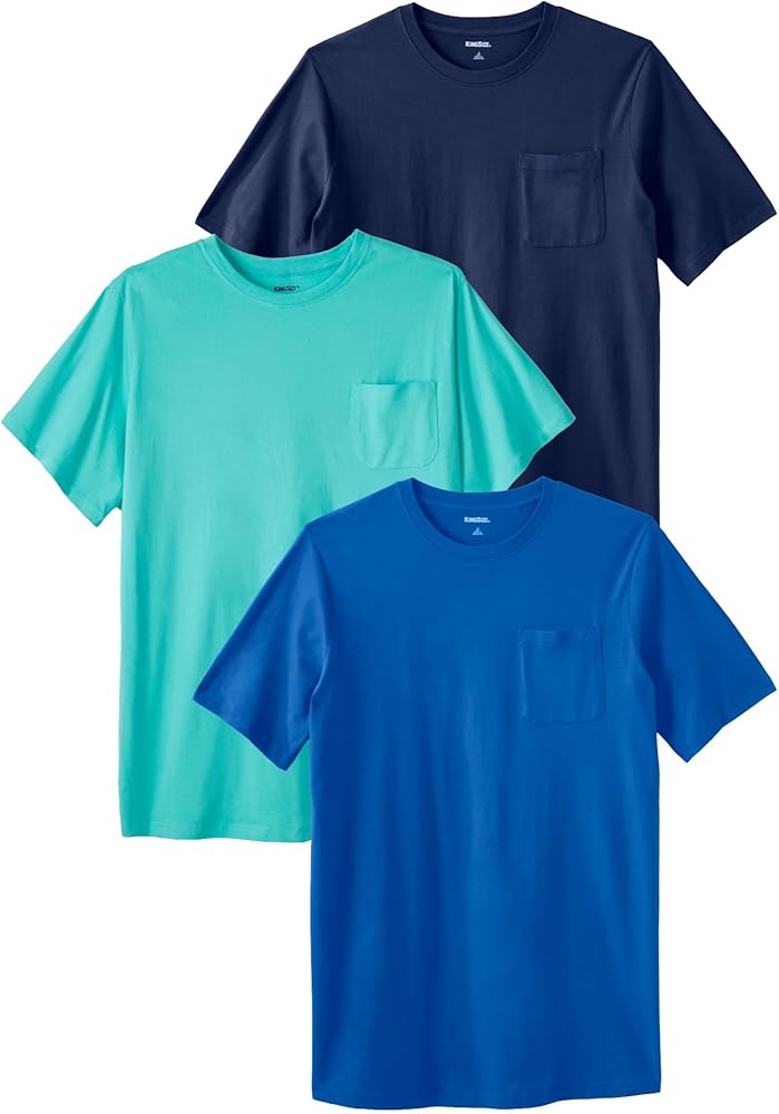 KingSize Men's Big & Tall 3-Pack Longer Length Pocket Crewneck