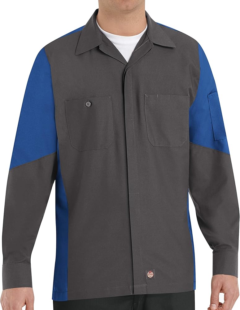 Red Kap Men's Long Sleeve Two-Tone Crew Shirt