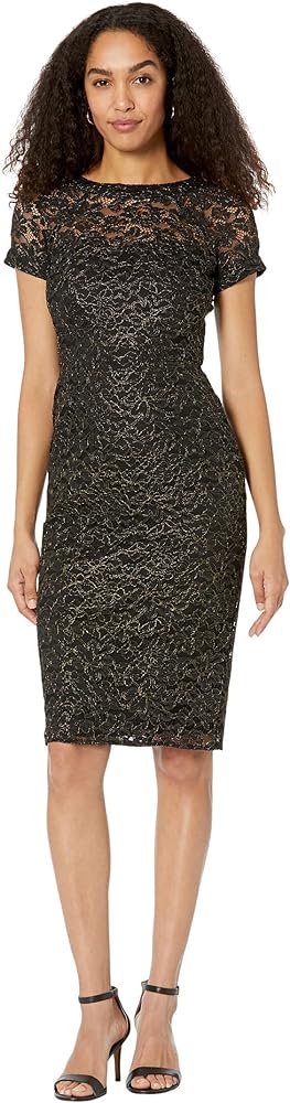 Maggy London Women's Holiday Foil Glitter Shimmer Metallic Dress Occasion Party Guest of