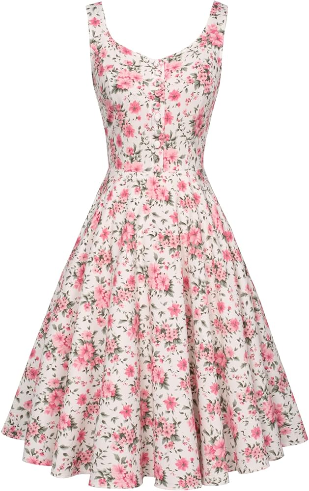 Belle Poque 1950s Vintage Dress for Women Sleeveless Homecoming Dresses Cocktail Party A-Line Summer Dress