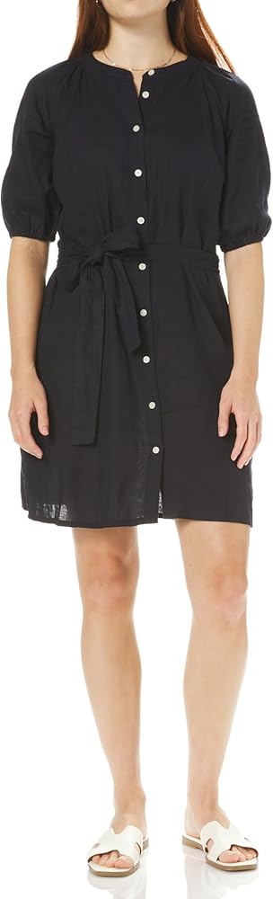 Nautica Women's Short Sleeve Mini Linen Blend Dress