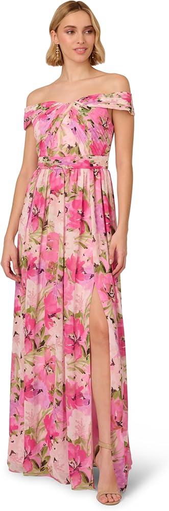 Adrianna Papell Women's Printed Off-Sholder Dress