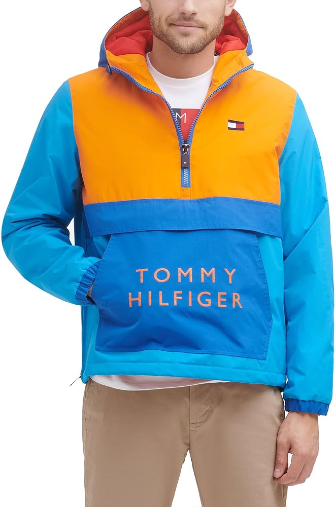 Tommy Hilfiger Men's Performance Fleece Lined Hooded Popover Jacket