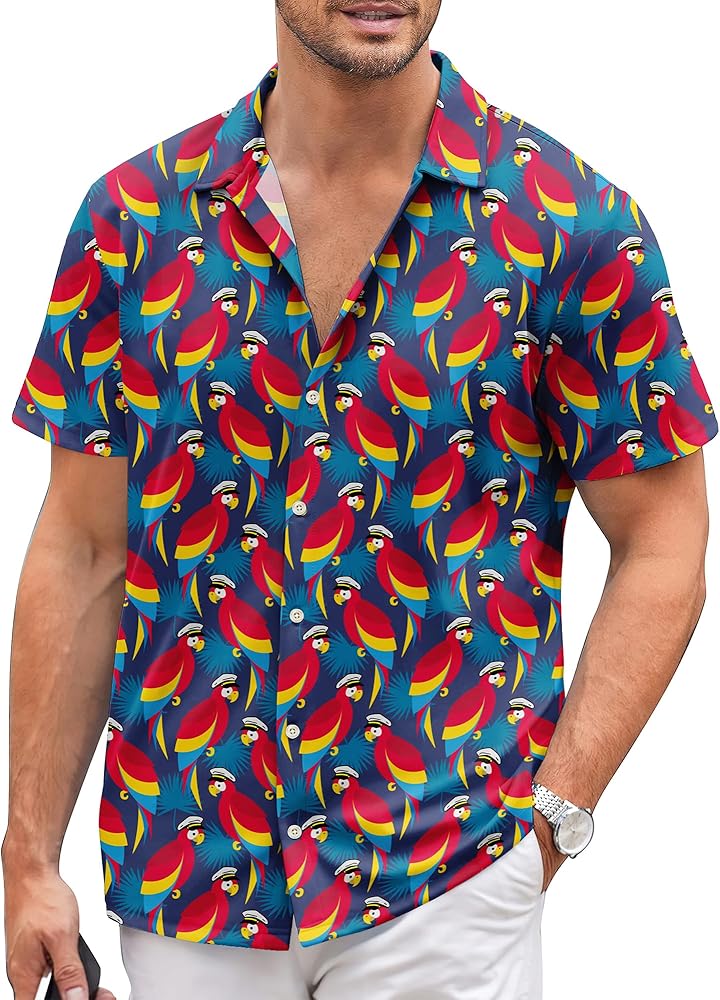 Mens Hawaiian Shirts Short Sleeves Button Down Shirts Tropical Casual Hawaiian Shirts for Men