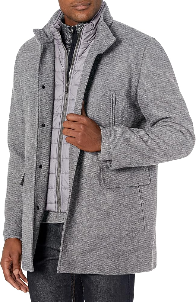 Cole Haan mens Wool Twill Topper Coat With Water Resistant Bib