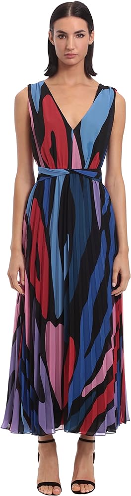 Donna Morgan Women's Sleeveless Pleated Skirt Maxi Dress