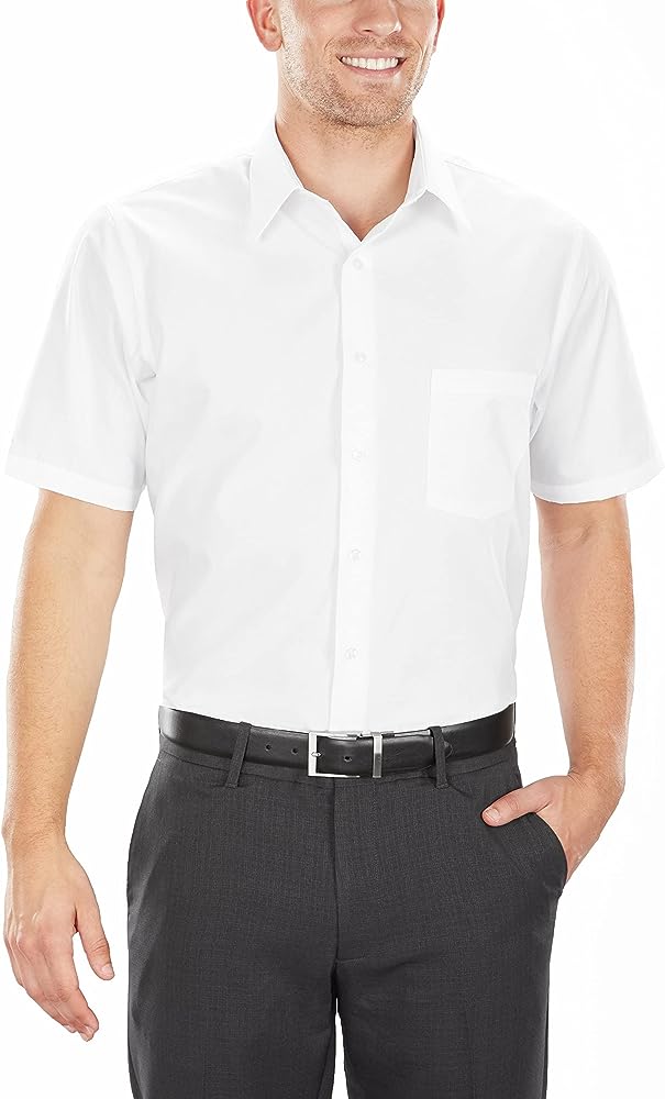 Van Heusen Mens Tall Fit Short Sleeve Dress Shirts Poplin Solid (Big And Tall)