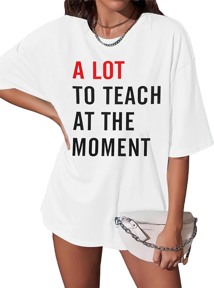 Teacher Shirts Graphic Tees: Womens A Lot to Teach Tshirt Vintage Teachers Life Outfits Casual Short Sleeve Tops