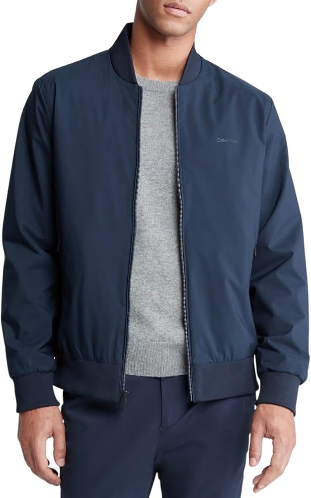 Calvin Klein Mens matte Logo Zip Bomber Jacket