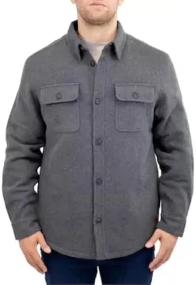 Jachs Men's Wool Blend Sherpa Lined Flannel Shirt Jacket