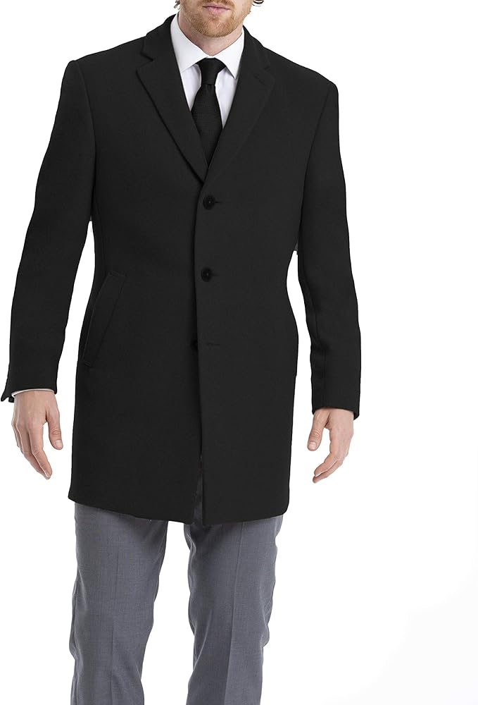 Calvin Klein Men's Slim Fit Wool Blend Overcoat Jacket