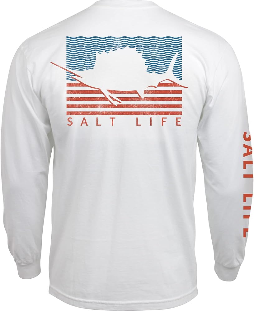 Salt Life Men's Sailin Flag Long Sleeve Crew Neck Tee