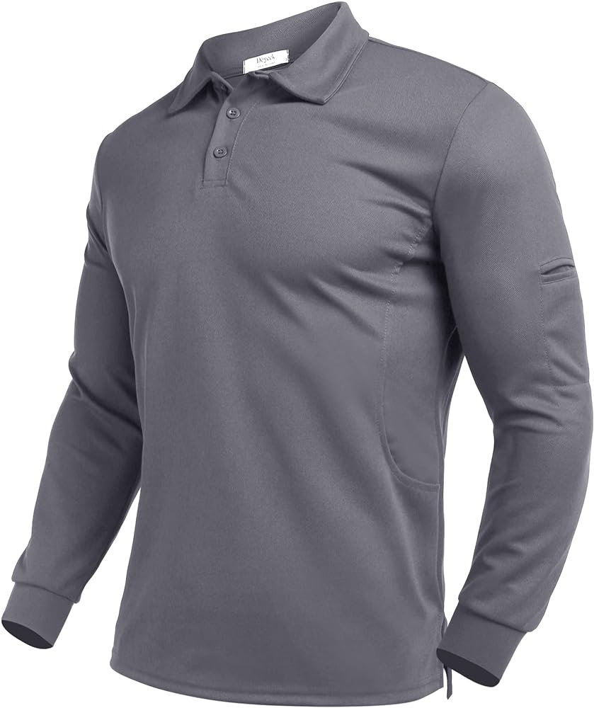 Deyeek Men's Polo Shirts Long Sleeve Golf Polo Shirts for Men Quick Dry UPF 50+ Sun Protection Polos Casual Collared Shirts