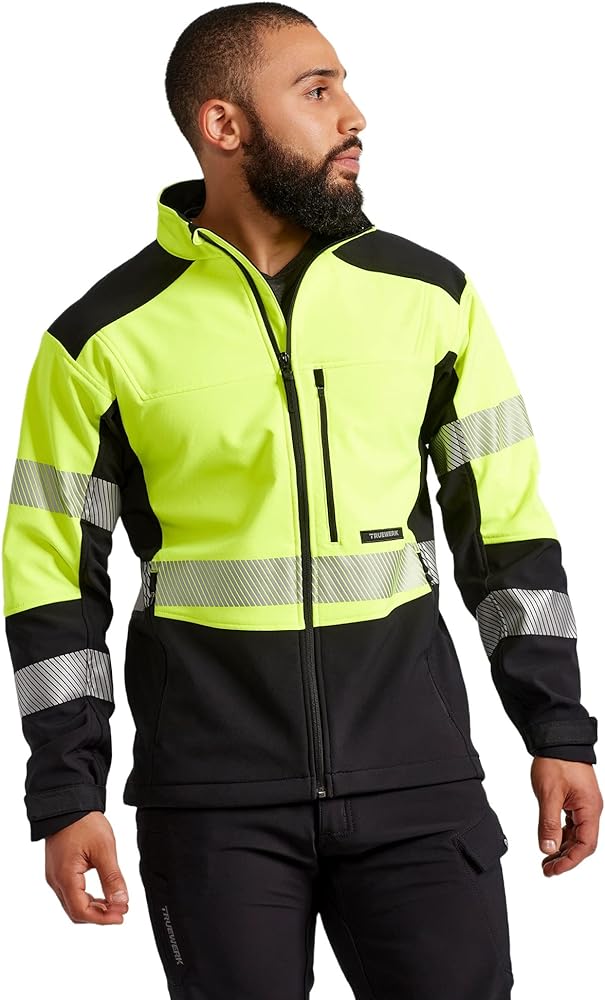 TRUEWERK Men's Softshell Work Jacket - S3 Solution Coat Technical Workwear, Lightweight, Waterproof with 4-Way Stretch