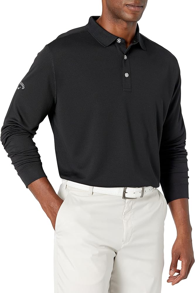 Callaway Men’s Long Sleeve Core Performance Polo, Opti-Dri Technology, Sun Protection, Golf Polo Shirts for Men