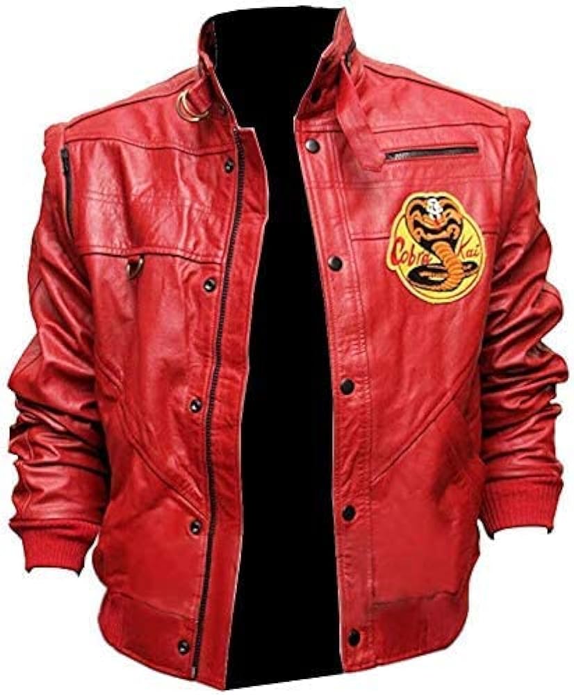 Men's The Karate Style Kid Johnny Lawrence Red Faux Leather Jacket,XS-3XL