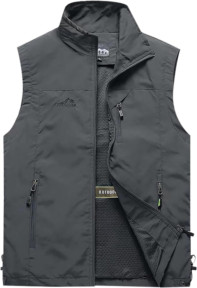 Ymosrh Men's Down Vest Puffer Vest Winter Outdoor Zipper Sleeveless Warm Puffey Jacket Vest, XL-4XL