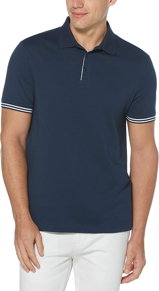 Perry Ellis Men's Icon Polo Shirt with Solid, Breathable, Moisture-Wicking Fabric (Sizes Small-5xl)