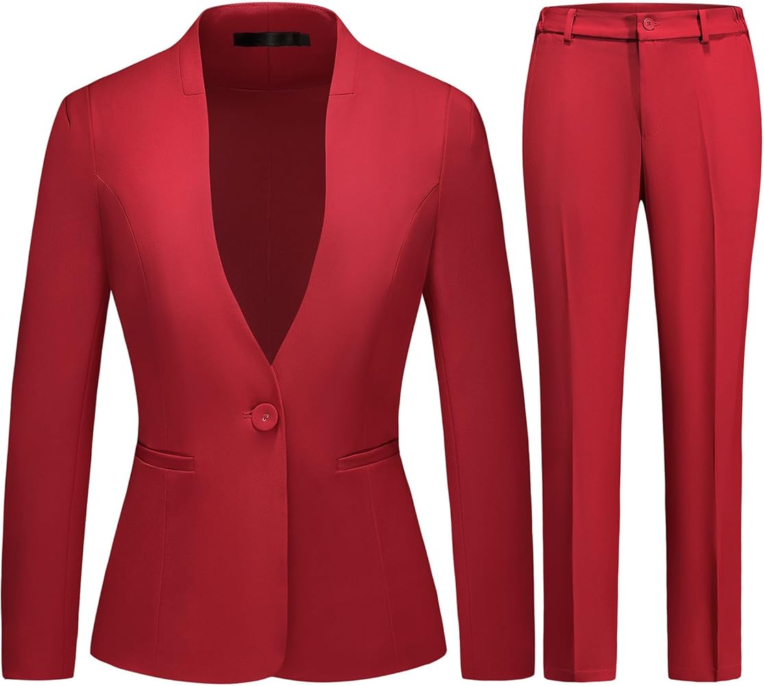 Lamgool Womens Pant Suit 2 Pieces Business Casual Outfits Lady's Blazer Jacket and Pants Set for Work