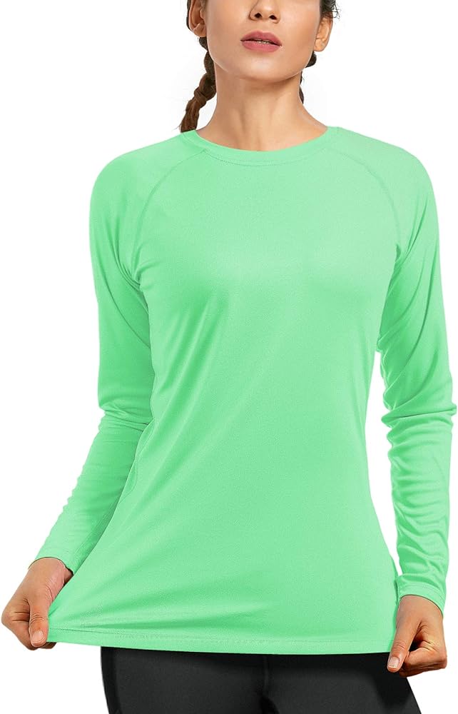 Women's Long Sleeve UPF 50+ UV Sun Protection Shirts Rash Guard Swim T-Shirt/Hoodie Quick Dry for Outdoor Hiking